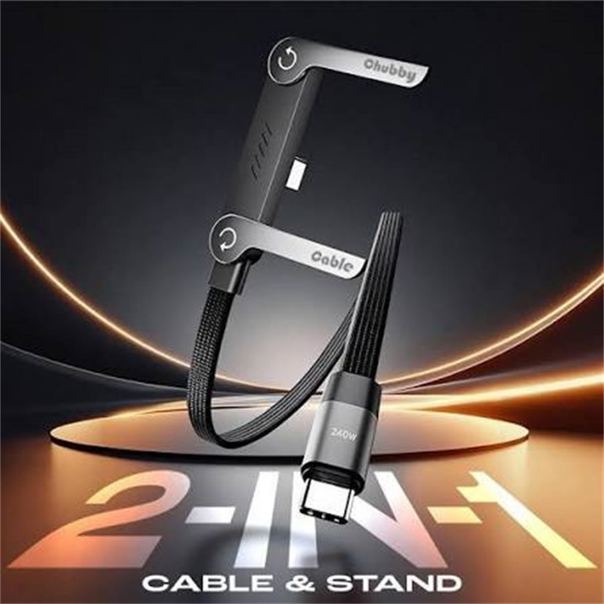 The Viral 240W Type C to C Cable with 360 Degree Aluminum Stand